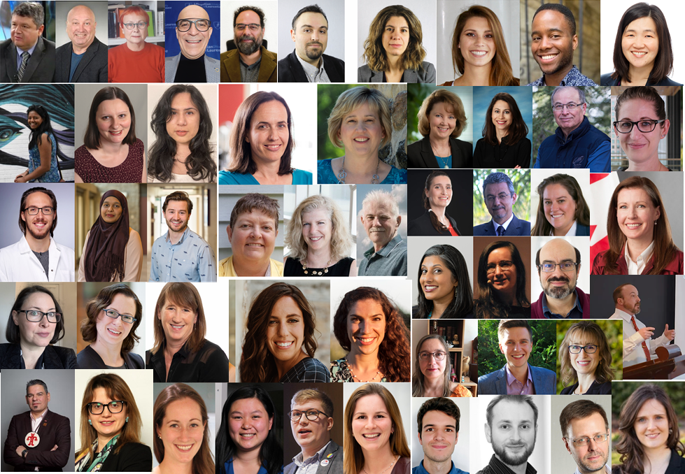 Un collage de dizaines de portraits représentant tous les auteurs lors de l'appel éditorial de la conférence.