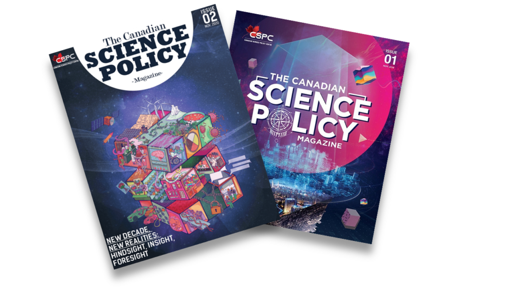 Magazines Picture depicts both Canadian Science Policy Magazine covers
