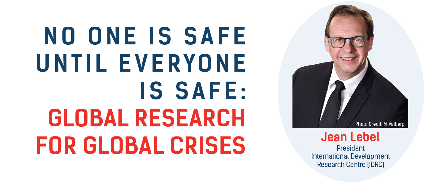 A headshot of a white man with the title: No One is Safe Until Everyone is Safe: Global Research for Global Crises