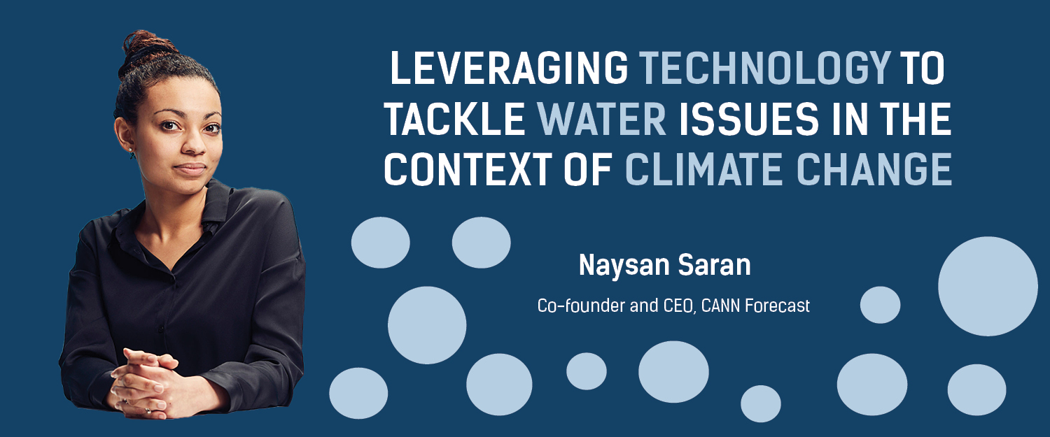 Headshot of a brown woman with the Title: Leveraging Technology to Tackle Water Issues in the Context of Climate Change