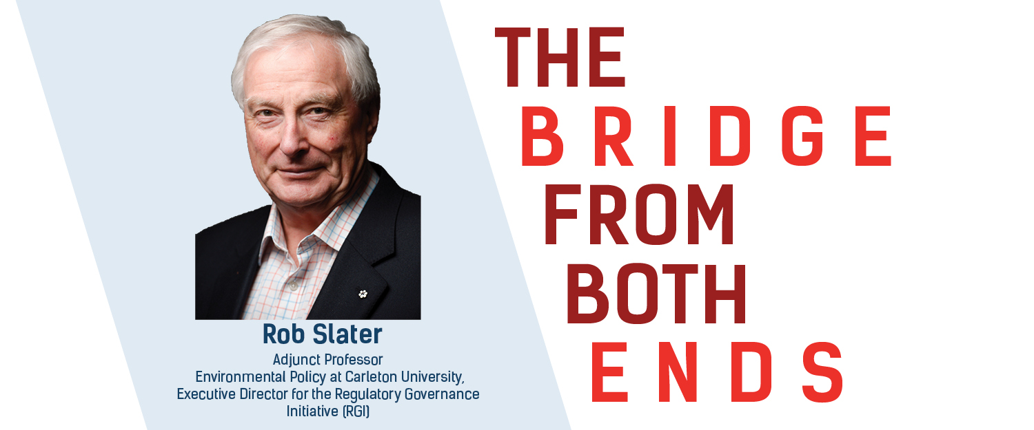 A banner with a picture of a white man and the title "the bridge from both ends' as well as the text: Rob Slater