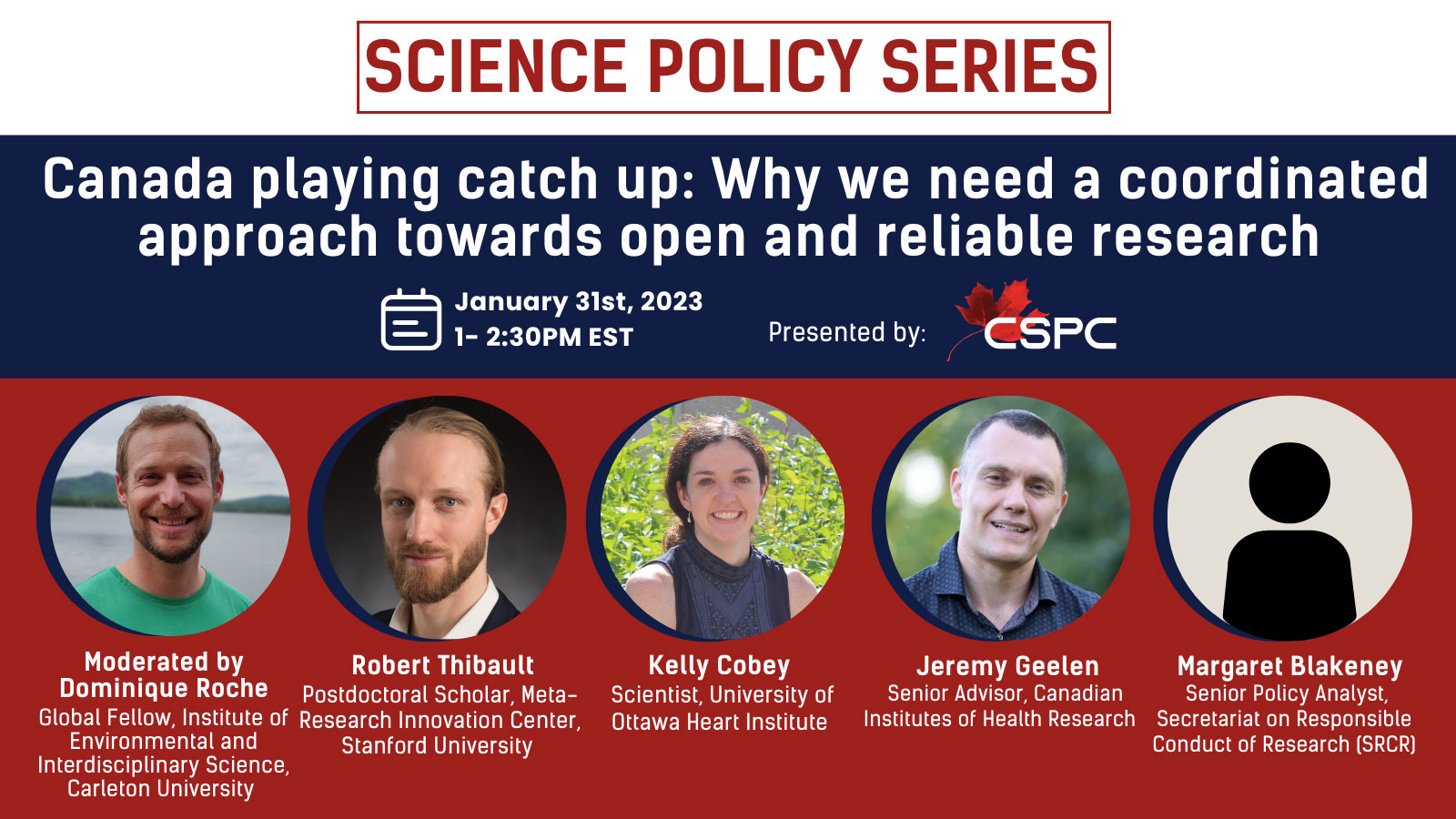 Banner for event titled "Canada playing catch up: Why we need a coordinated approach towards open and reliable research"