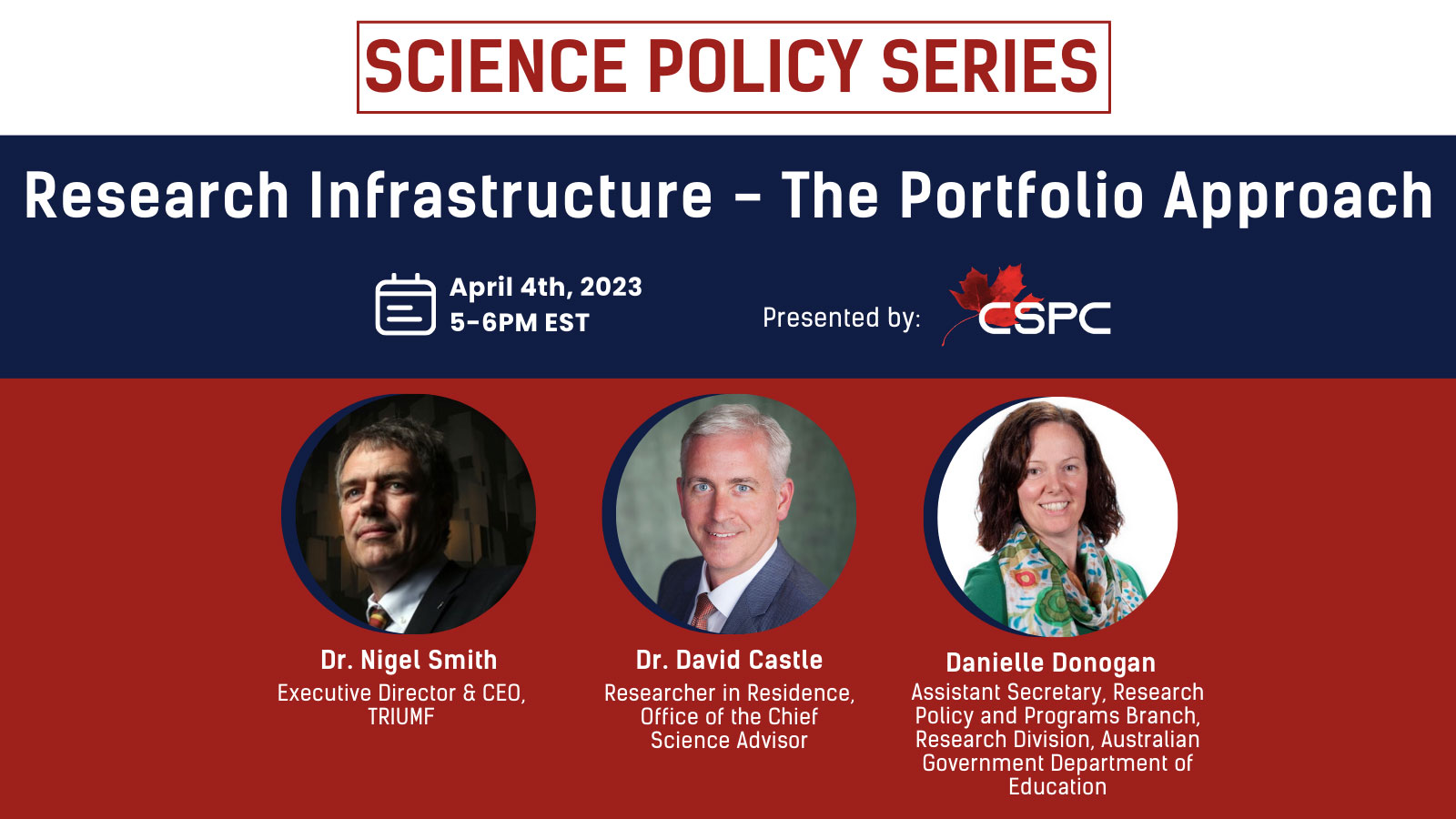 Banner for the April 4th CSPC Event: Research Infrastructure - The Portfolio Approach