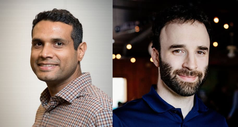 The headshots of an Indian and a white man set next to each other