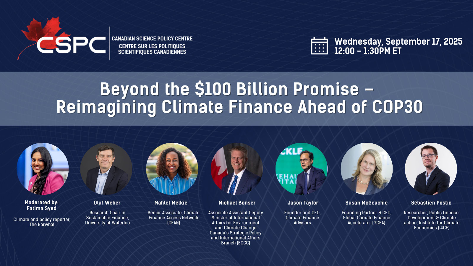 Climate Finance Sept17 event banner